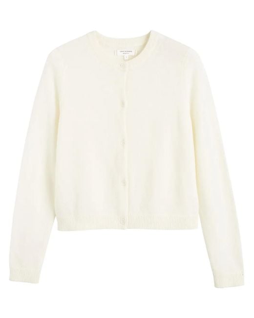 Chinti & Parker White Cropped Cashmere Cardigan