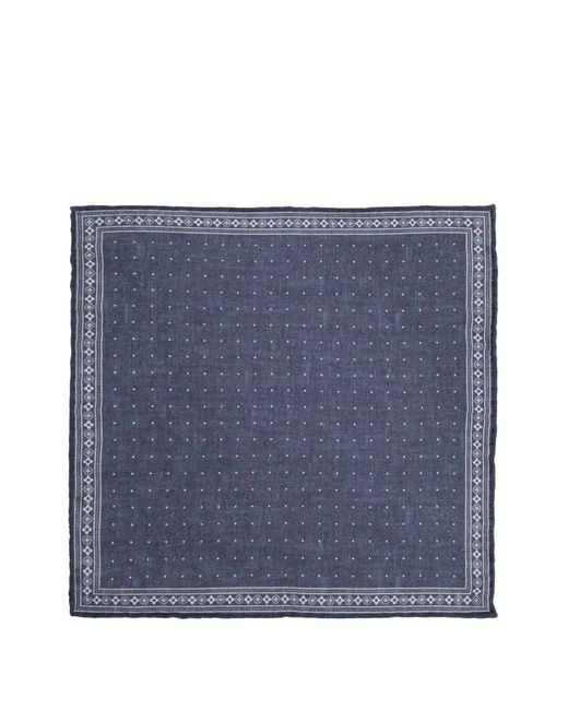Eleventy Blue Polka Dot Pocket Square for men