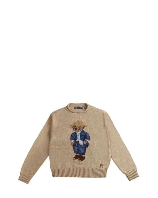 Polo Ralph Lauren Polo Bear Roll-Neck Sweater in het Natural