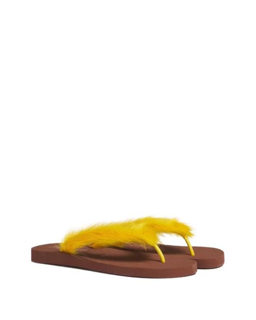 Marni Yellow Ponyhair Flip-Flop for men