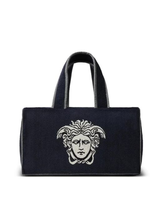 Versace Black Terry-Cloth Jacquard Gym Bag