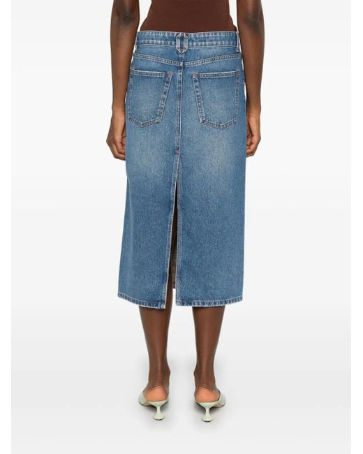 Stella McCartney Blue Denim And Tweed Skirt