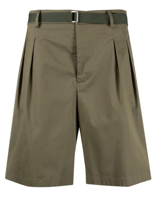 Low Brand Green Pleat-detail Four-pocket Bermuda Shorts for men