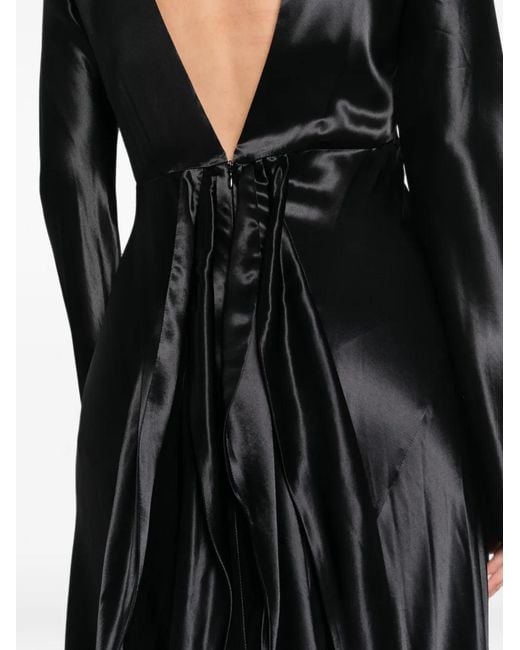 Erika Cavallini Semi Couture Black Open-Back Satin Maxi Dress