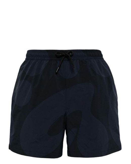Alpha Tauri Blue Popir Abstract-pattern Swim Shorts for men