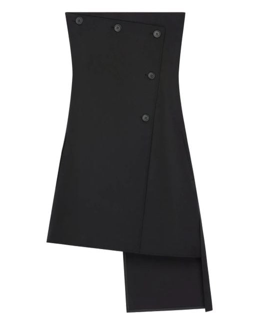 Courreges Strapless Mini-Jurk Met Knoopsluiting in het Black