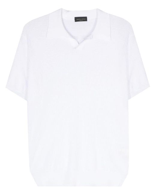 Roberto Collina White Textured Cotton Polo Shirt for men