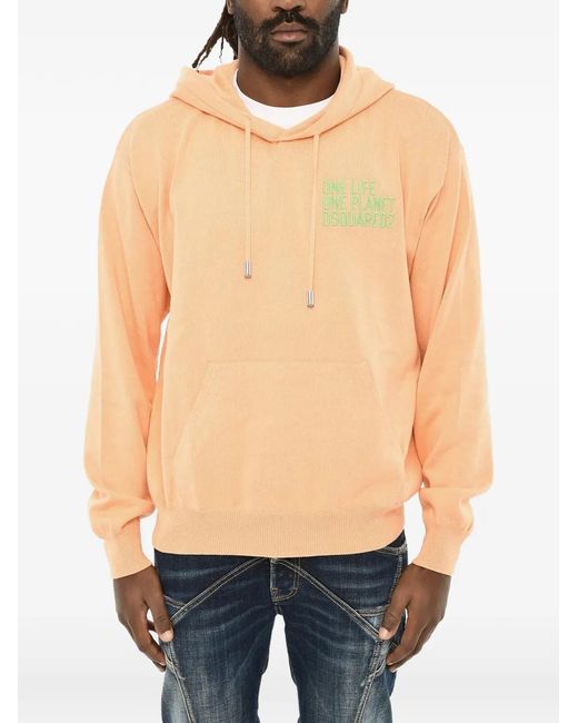 DSquared² Blue Embroidered-Logo Hoodie for men