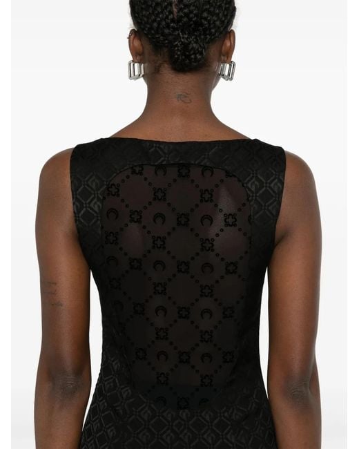 MARINE SERRE Black Moon Diamond-Jacquard Mini Dress