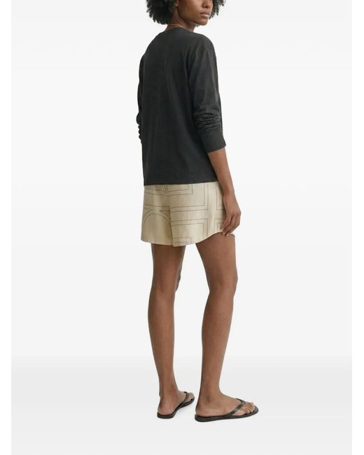 Totême Natural Geometric-Print Silk Shorts