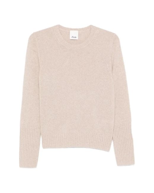 Allude White Round-Neck Sweater