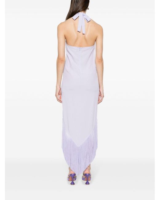 ‎Taller Marmo Purple Neckholder-Kleid mit Fransen