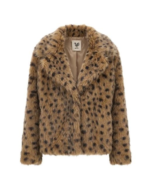 Aniye By Brown Leopard-Print Faux-Fur Jacket