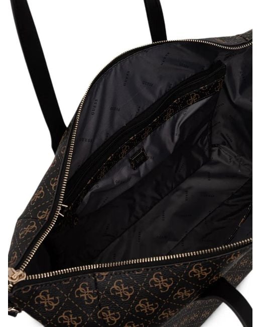Guess Black Large Latona Monogram-Pattern Tote Bag