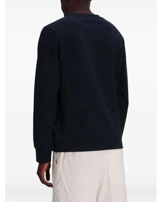 Boss Blue Floral-Embroidered Sweatshirt for men