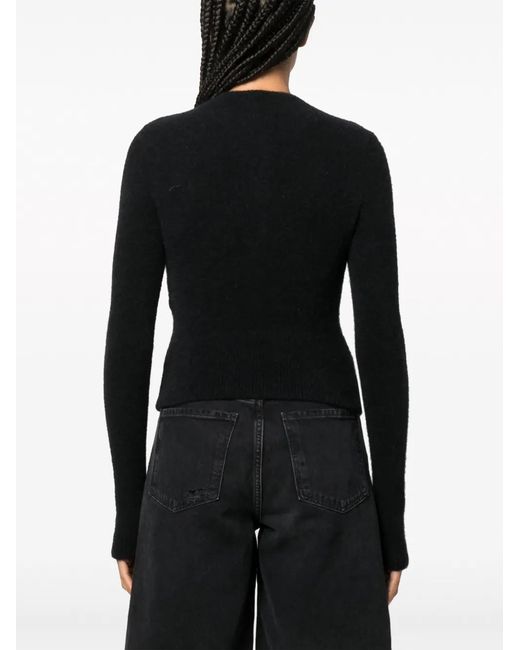 Patou Black Button-Fastening Knitted Cardigan