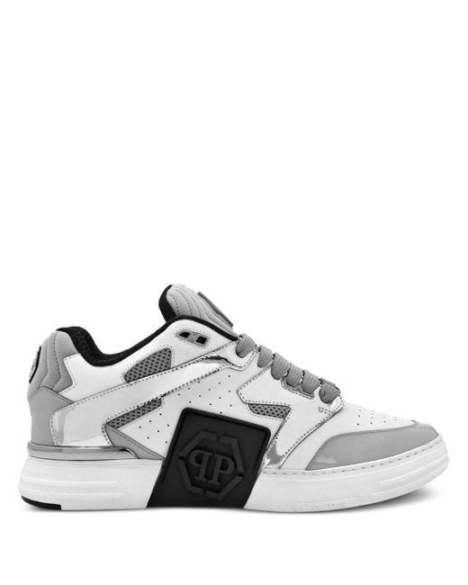 Philipp Plein Mix Sneakers mit Logo-Patch in Gray für Herren
