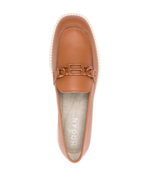Hogan Brown Flat Shoes