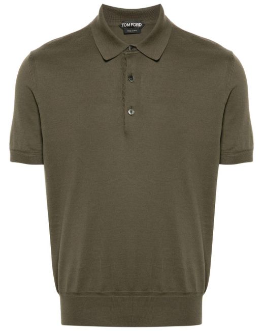 Tom Ford Green Knitted Polo Shirt for men