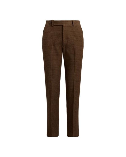 Polo Ralph Lauren Brown Houndstooth-Pattern Slim-Fit Trousers