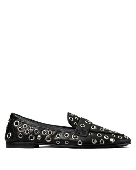 Tory Burch Black Eyelet-Embellished Loafers