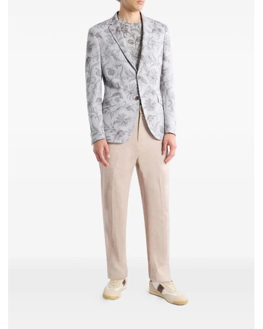 Etro Gray Floral Single-Breasted Jacket for men