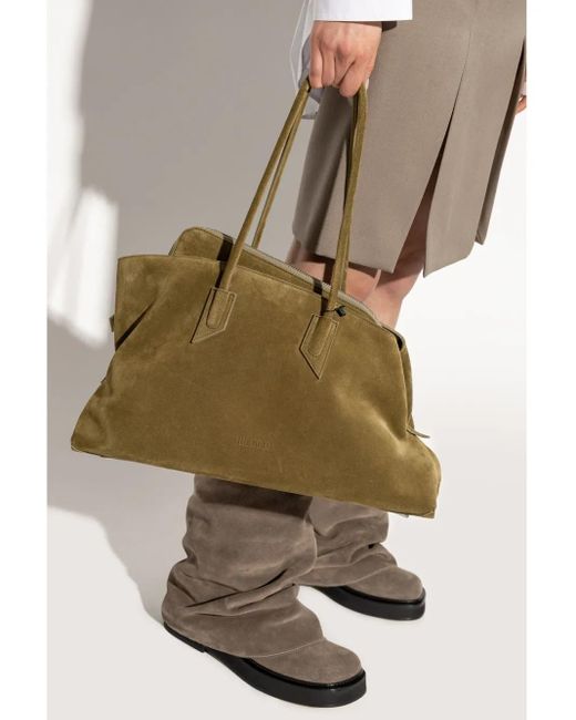 The Attico Green Suede Handle Tote Bag 'La Passeggiata Medium'