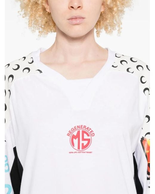 MARINE SERRE White Regenerated Graphic-Print Hockey Jersey
