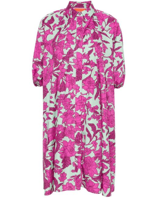 LaDoubleJ Pink Sunburst Cotton Midi Dress