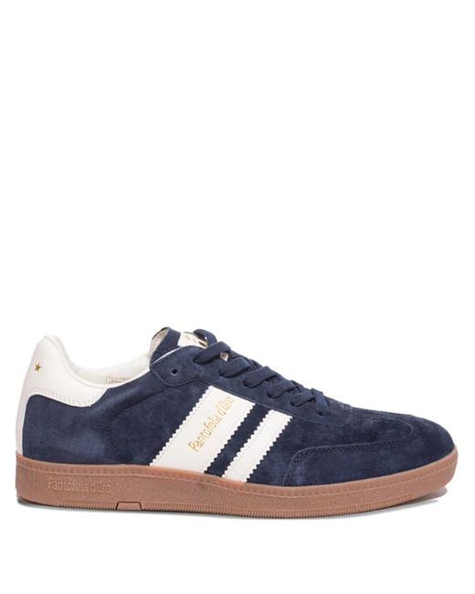 Pantofola D Oro Blue Suede Stripe-Detail Sneakers for men