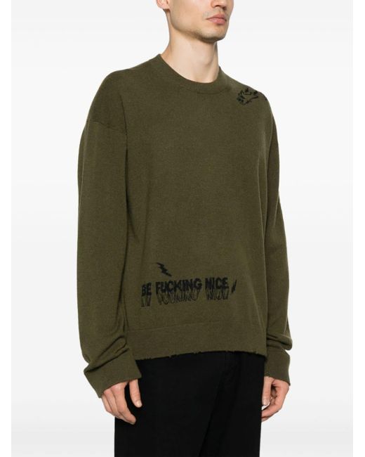 Zadig & Voltaire Green Graffiti-embroidery Knitted Jumper