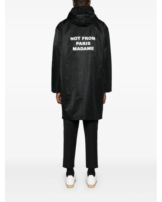 Drole de Monsieur Black Press-Stud Hooded Parka for men