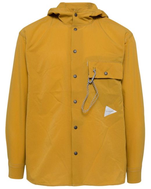 And Wander Yellow Carabiner-Attachment Hooded Jacket for men