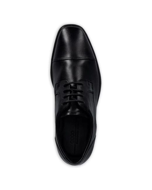 Ecco Black Metropole Milan Derby Shoes for men
