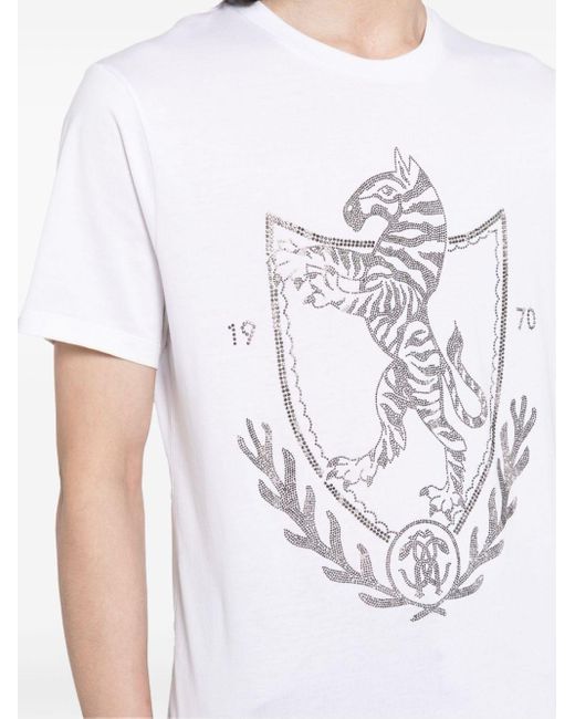 Roberto Cavalli Katoenen T-shirt Met Stras in het White voor heren