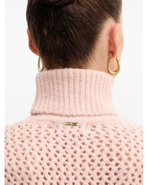 Fracomina Pink Crystal-Embellished Roll-Neck Sweater