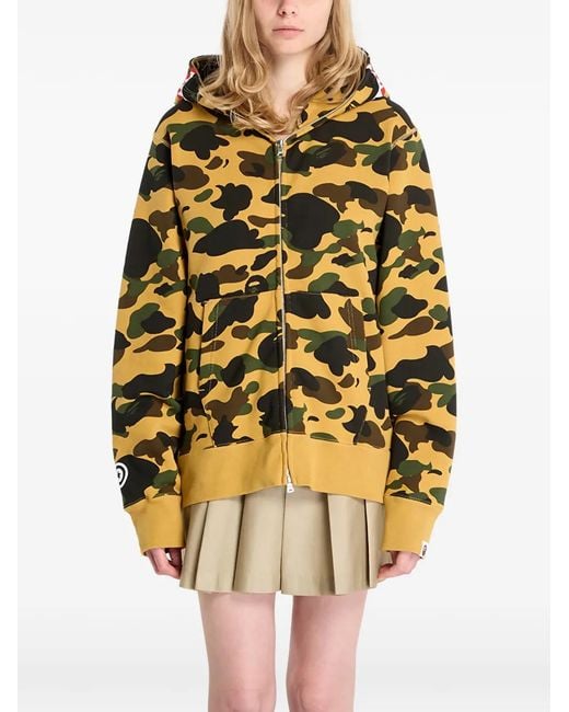 A Bathing Ape Yellow 1St Camo Shark Full-Zip Hoodie