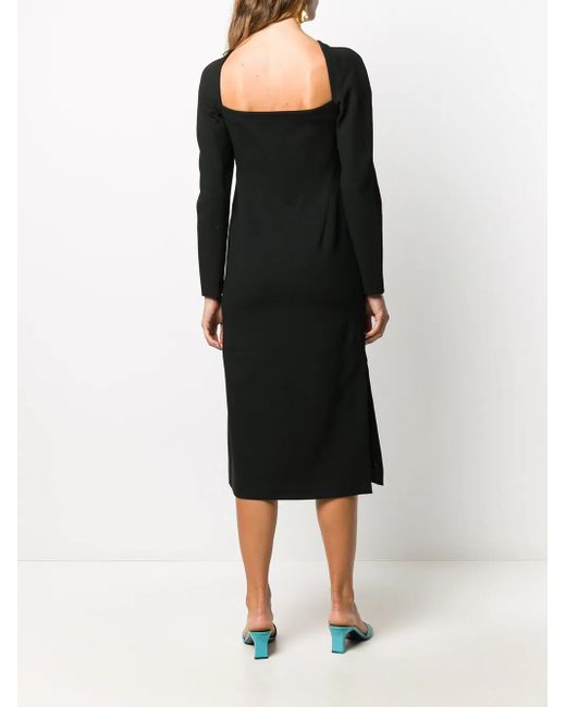 Rejina Pyo Black Cut-Out Crepe Midi Dress
