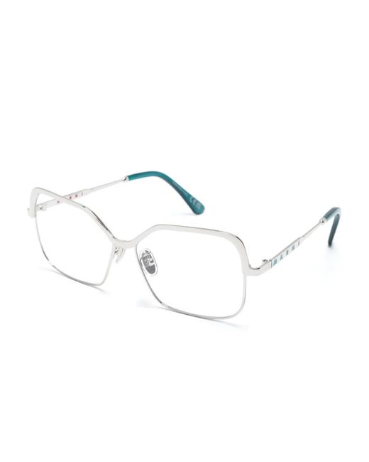 Marni Metallic Logo-Debossed Square-Frame Glasses