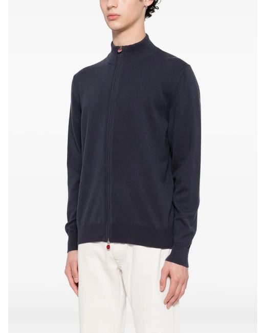 Kiton Blue Logo-Printed Jumper for men