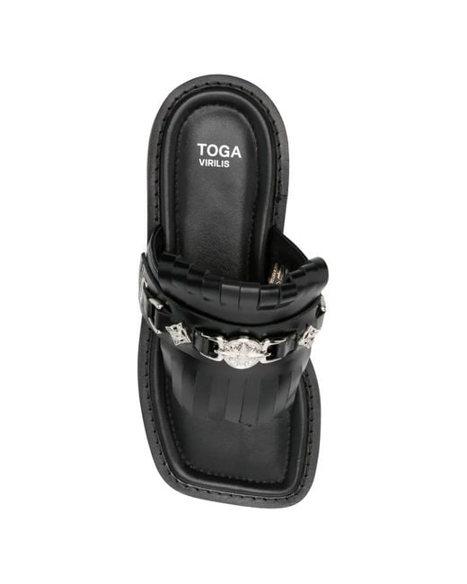 Toga Virilis Black Tassel-Embellishment Sandals for men