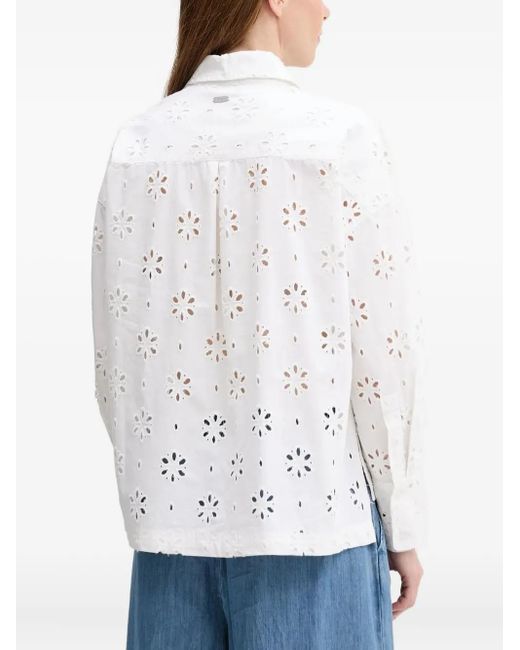 Barbour White Eyelet-Embroidered Shirt