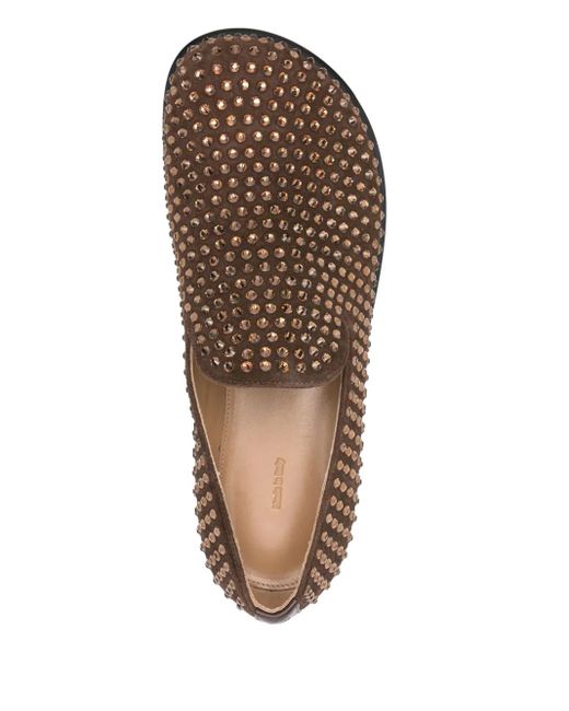 J.W. Anderson Brown Crystal-Embellished Loafers