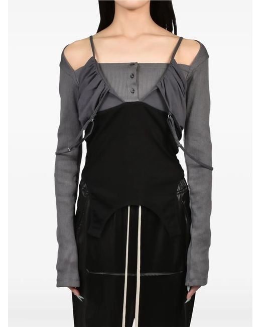 SRVC Studio Black Layered Cut-Out Top