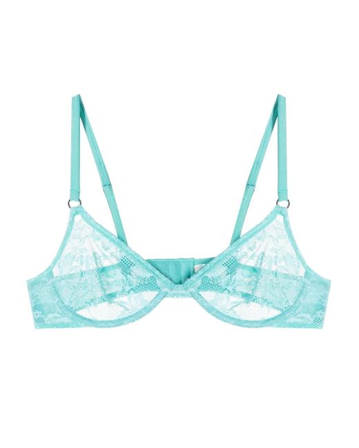 Fleur du Mal Blue Le Stretch Lace Demi Bra