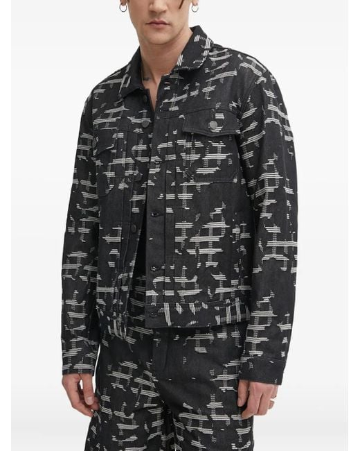 IRO Black Yanis Patterned Shirt Jacket for men