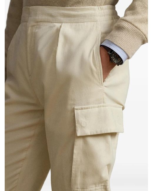 Ralph Lauren Natural Elasticated Drawstring Pleated Trousers for men