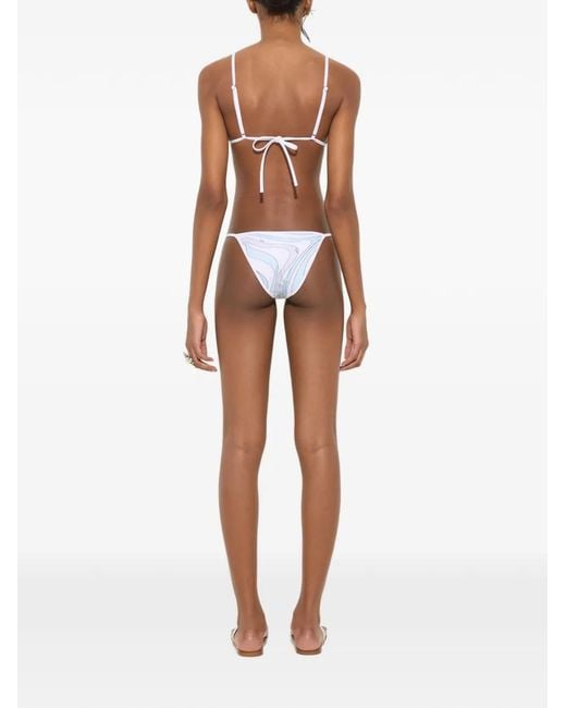 Emilio Pucci White Marmo-Print Bikini Bottoms