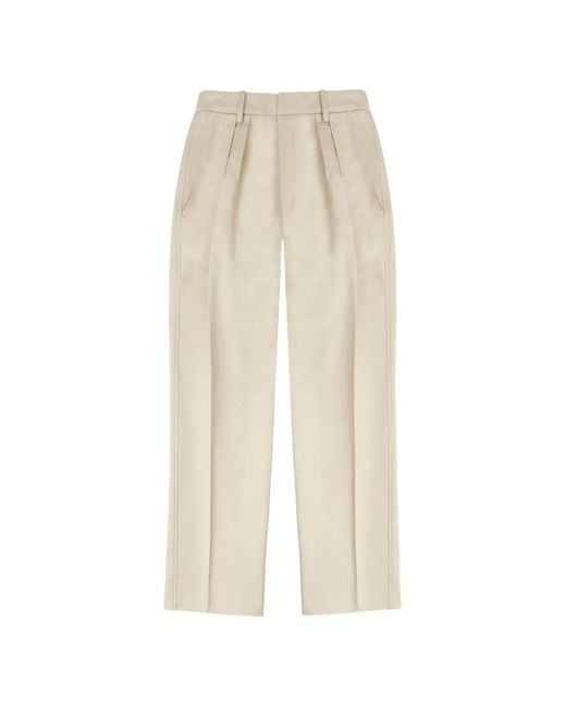 Fortela White Janet Pleat High-Waist Trousers