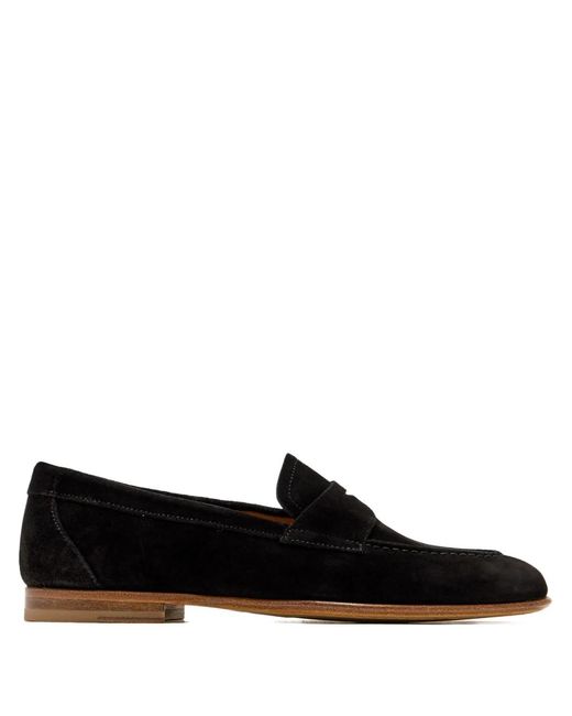 Magnanni Shoes Black Suede-Leather Penny Loafers
